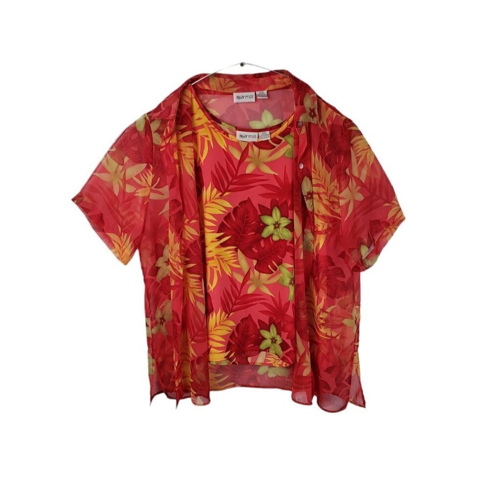 Apparenza two piece Hawaain floral tank and‎ button-down, 20W